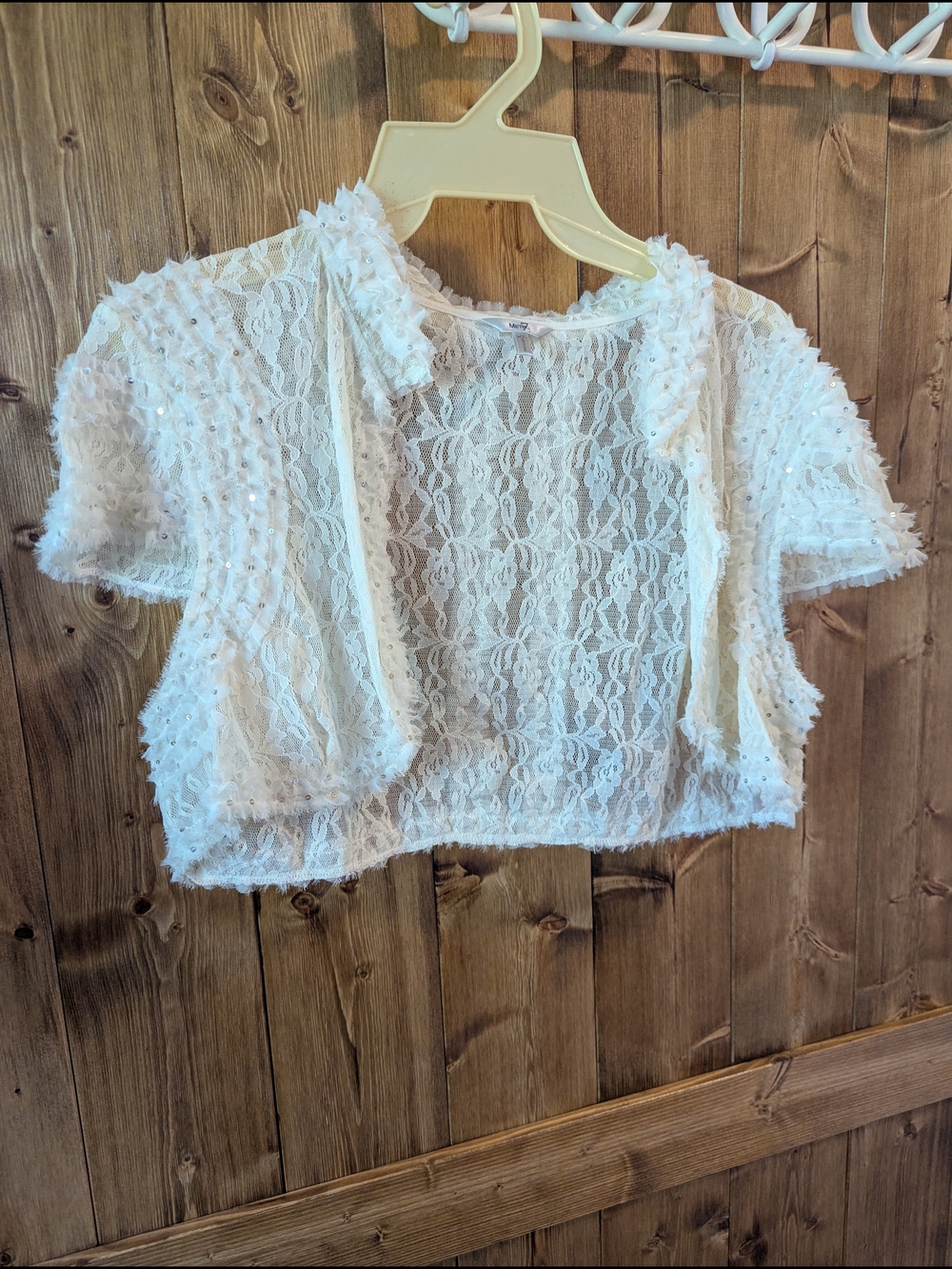Metro 7 White Lace Short-Sleeve Bolero